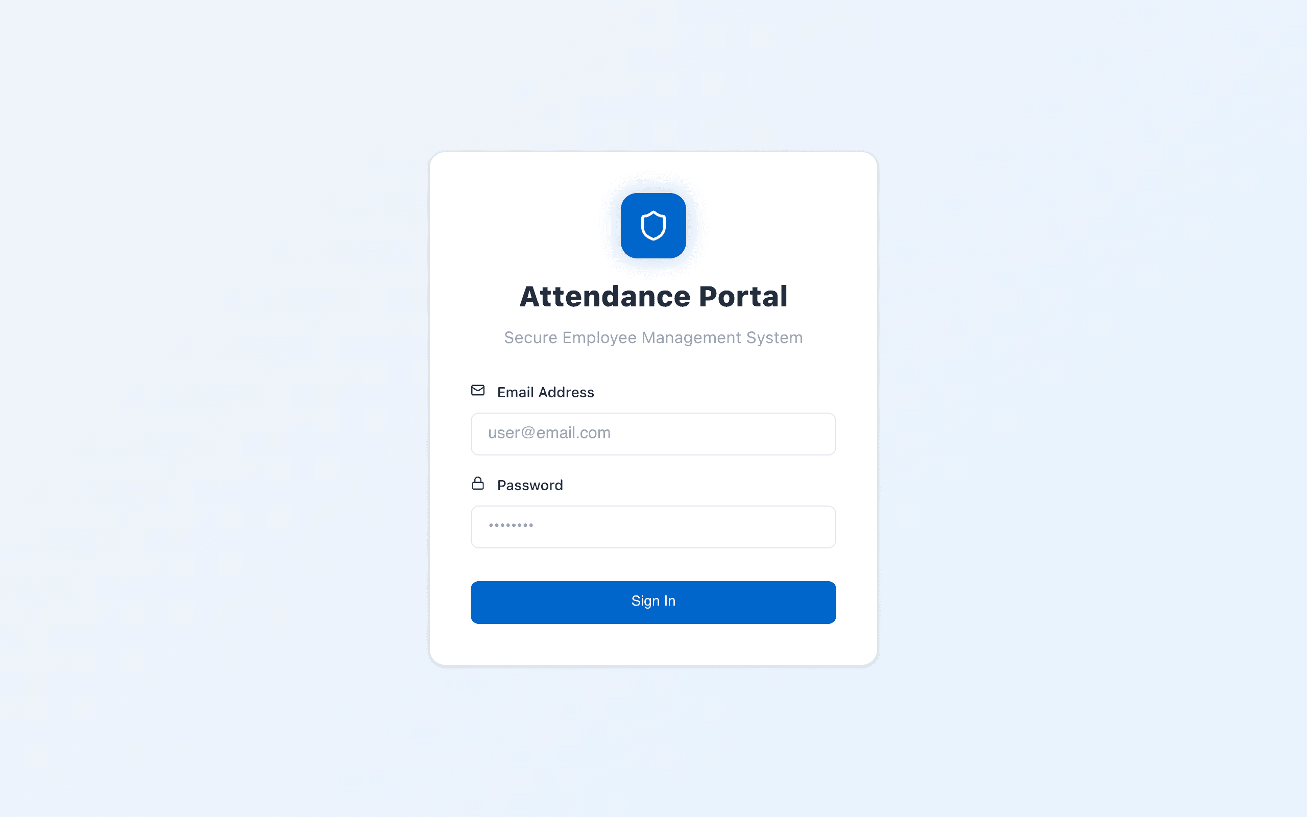 Screenshot of Employee Attendance Management System