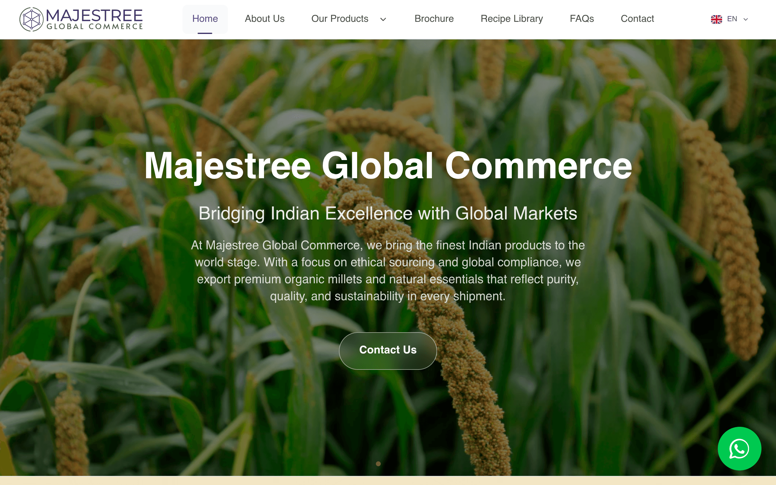 Screenshot of Majestree Global Commerce Website
