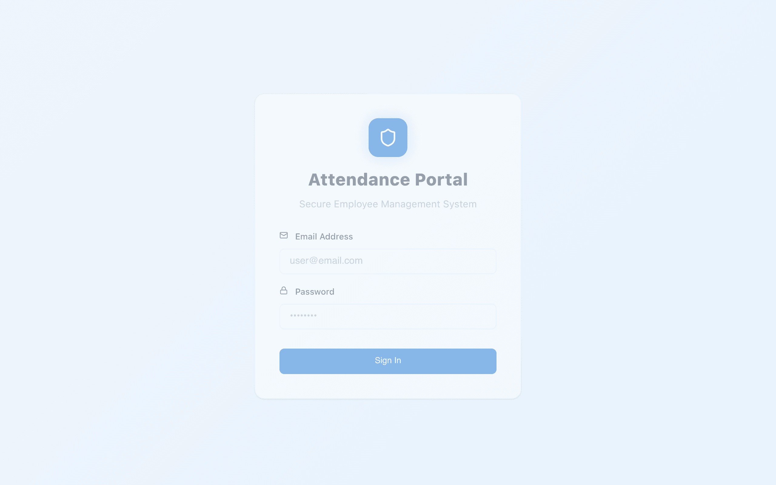 Screenshot of Employee Attendance Management System